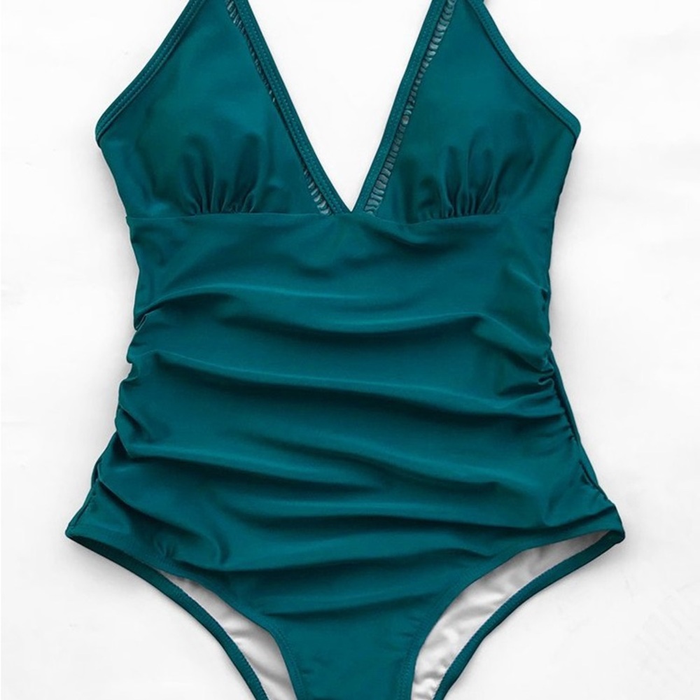 Cupshe Teal/Turquoise One Piece Swimsuit with Sweetheart Neckline